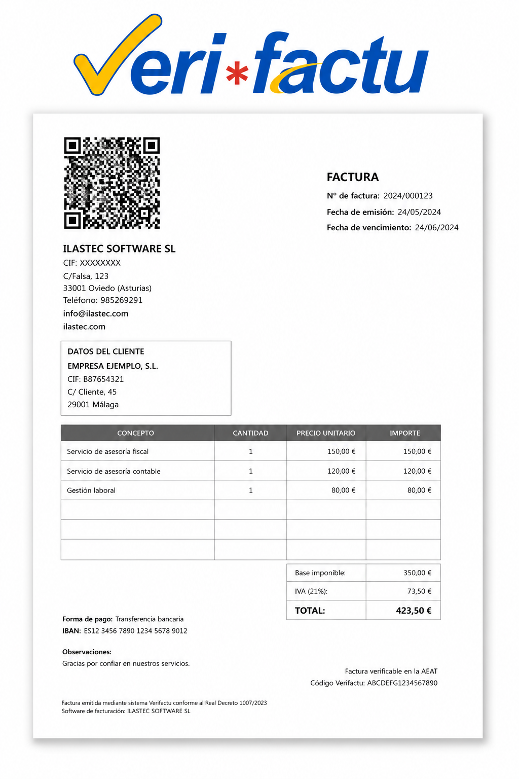 Nuestro software de facturación y el programa TPV están perfectamente adaptados a la Ley antifraude y cumplen con todas las especificaciones técnicas de VERI*FACTU