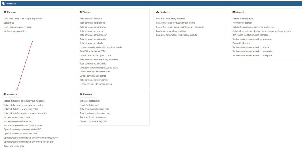 Informes para declaración de impuestos en nuestro software de gestión