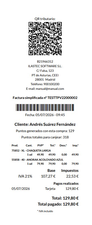 Acumulación de puntos de fidelización de un cliente en el TPV